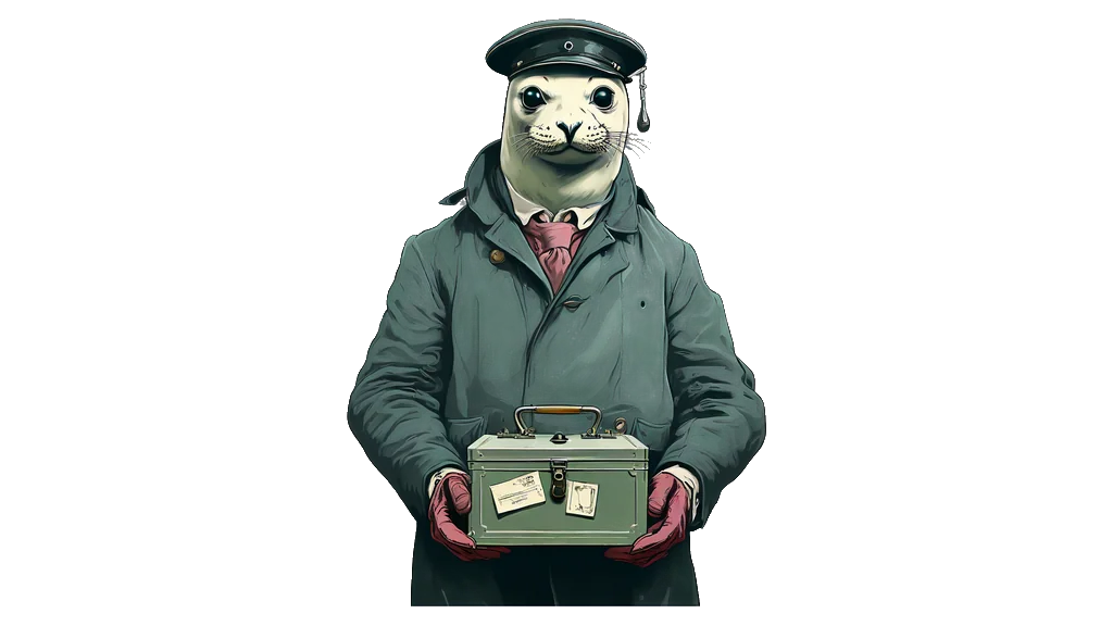 The seal pilot holding a locked metal cash box in both hands